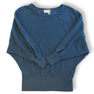 Saturday Sunday Shawna Hacci Velour Dolman Sleeve Sweater Blue Viscose Ribbed XS